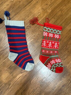 Holiday Knit Stockings - Red & Blue Christmas Stockings